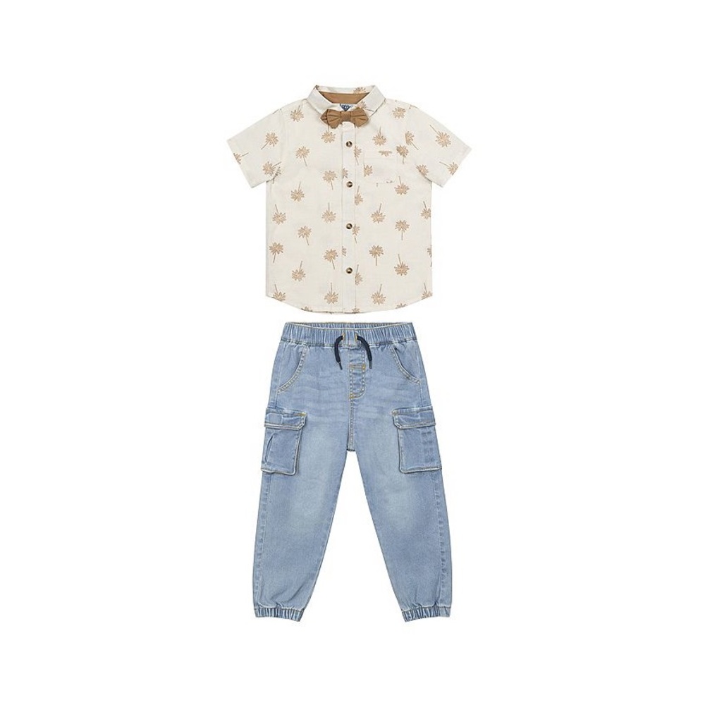 Kids Cream and Blue Matching Set